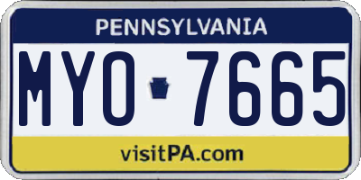 PA license plate MYO7665