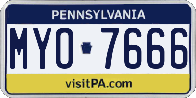 PA license plate MYO7666