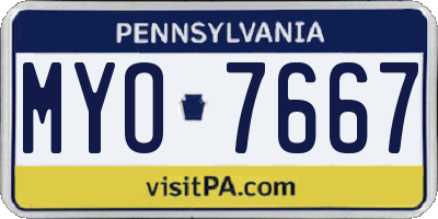 PA license plate MYO7667