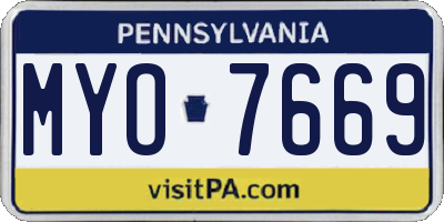 PA license plate MYO7669
