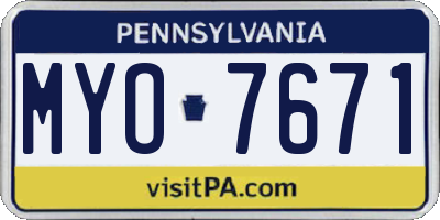 PA license plate MYO7671
