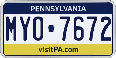 PA license plate MYO7672