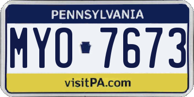 PA license plate MYO7673