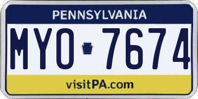 PA license plate MYO7674