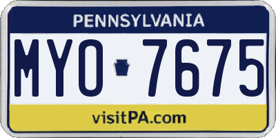 PA license plate MYO7675