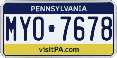 PA license plate MYO7678