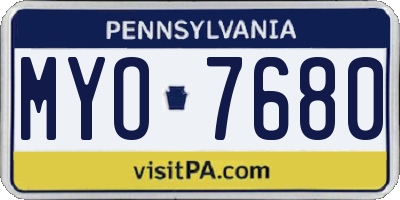PA license plate MYO7680