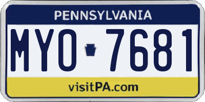 PA license plate MYO7681
