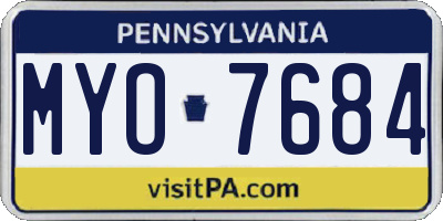 PA license plate MYO7684