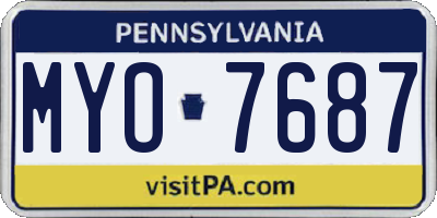 PA license plate MYO7687