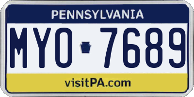 PA license plate MYO7689