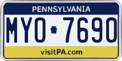 PA license plate MYO7690