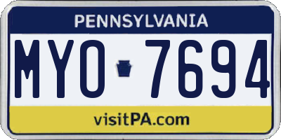 PA license plate MYO7694