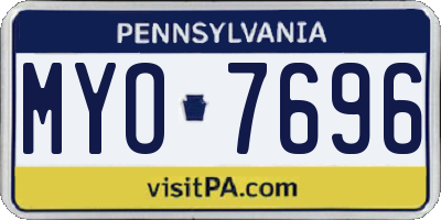 PA license plate MYO7696