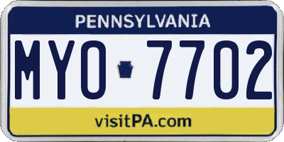PA license plate MYO7702