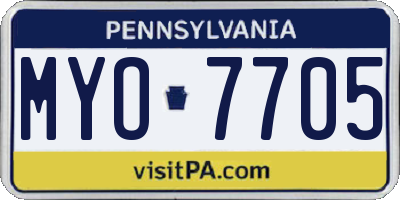PA license plate MYO7705