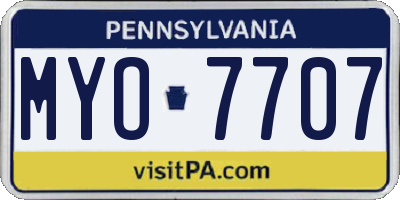 PA license plate MYO7707