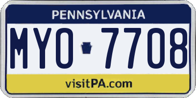 PA license plate MYO7708