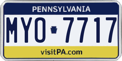 PA license plate MYO7717