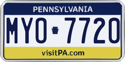 PA license plate MYO7720
