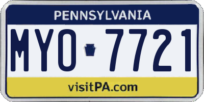 PA license plate MYO7721