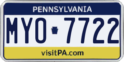 PA license plate MYO7722