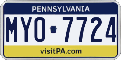 PA license plate MYO7724