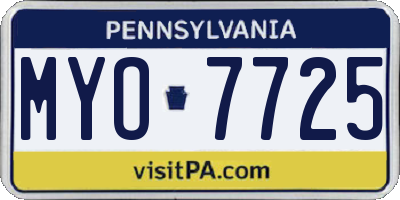 PA license plate MYO7725
