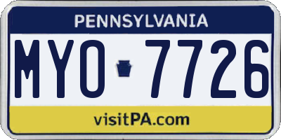 PA license plate MYO7726