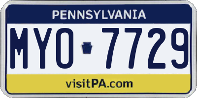 PA license plate MYO7729