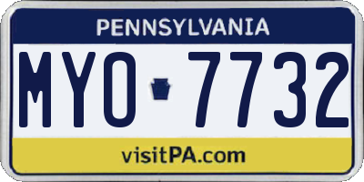 PA license plate MYO7732