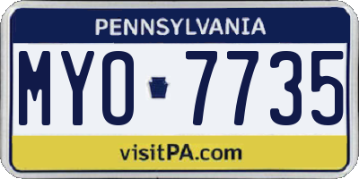 PA license plate MYO7735