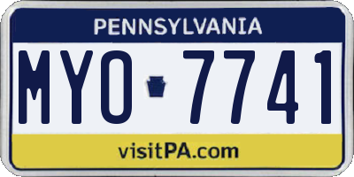 PA license plate MYO7741