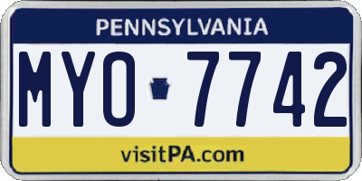 PA license plate MYO7742