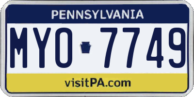 PA license plate MYO7749