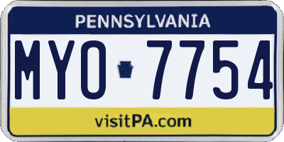 PA license plate MYO7754