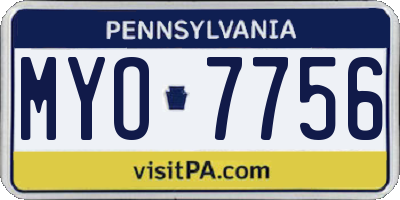 PA license plate MYO7756