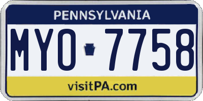 PA license plate MYO7758