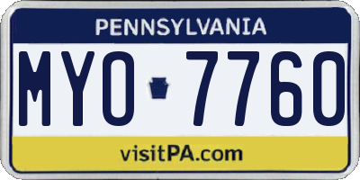 PA license plate MYO7760