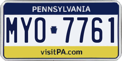 PA license plate MYO7761