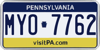 PA license plate MYO7762