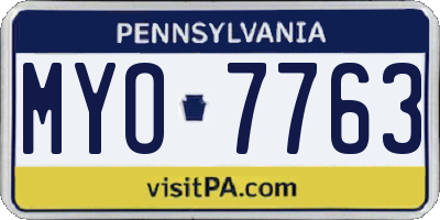 PA license plate MYO7763