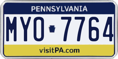 PA license plate MYO7764