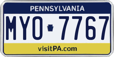 PA license plate MYO7767