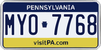 PA license plate MYO7768