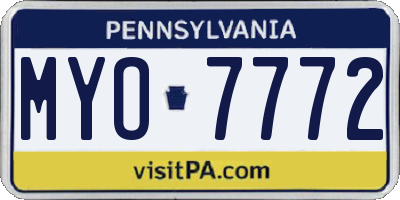 PA license plate MYO7772