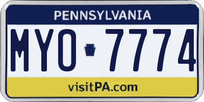 PA license plate MYO7774