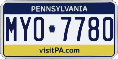 PA license plate MYO7780
