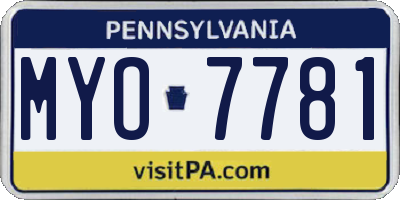 PA license plate MYO7781