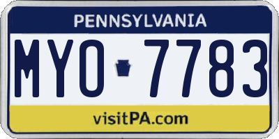 PA license plate MYO7783